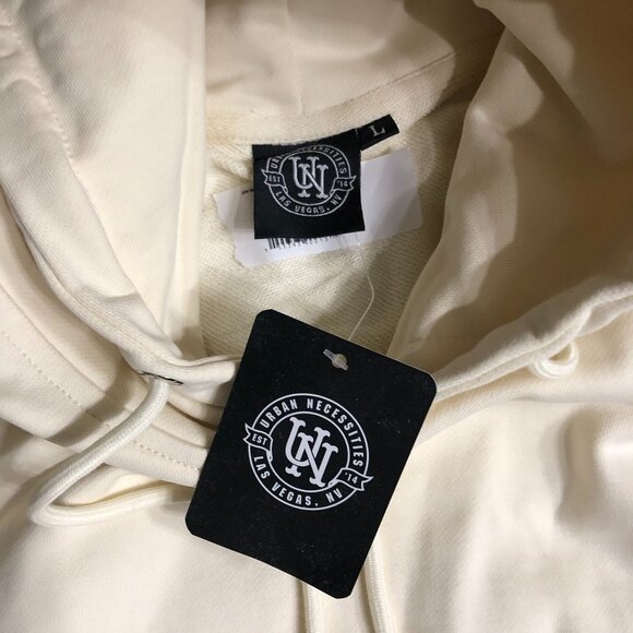 Urban Necessities UN Hoodie Women’s L Cream Dice Cherries Slightly Cropped NWT - Picture 5 of 5